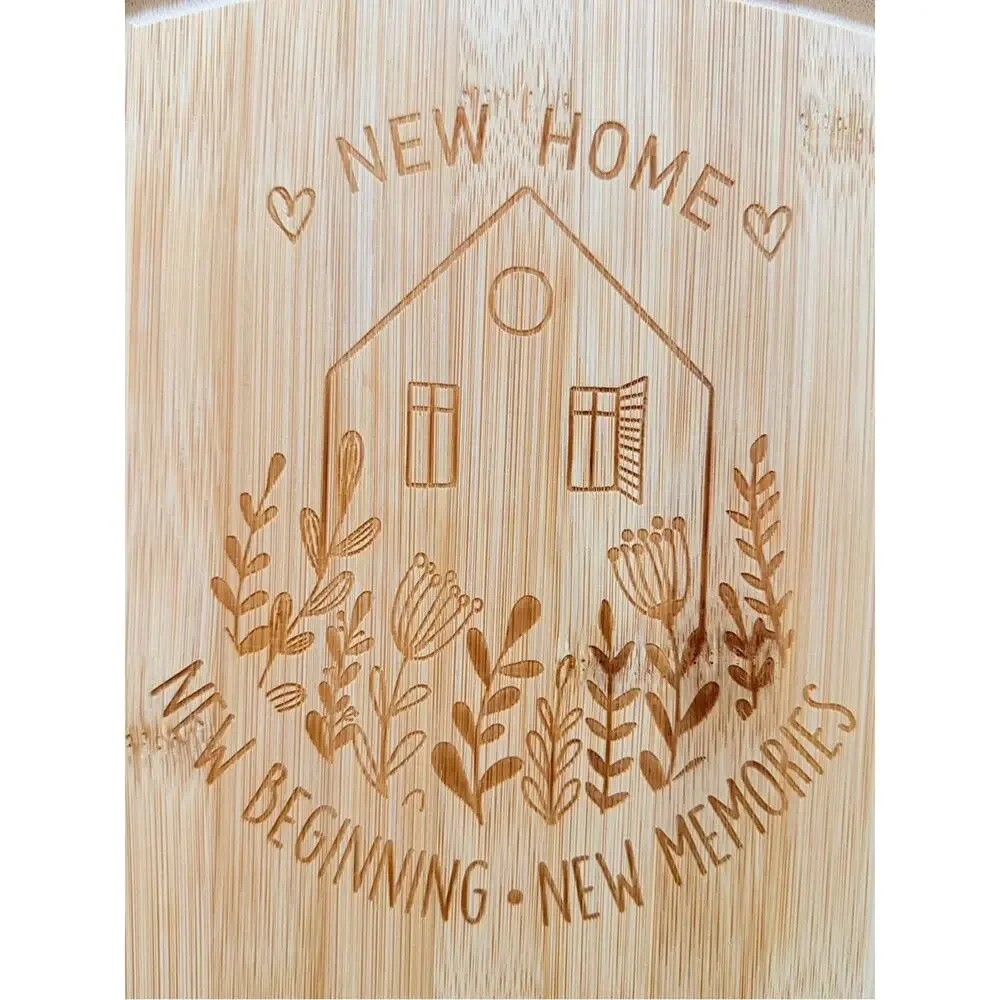 Bamboo Wood Cutting Serving Board - 'New Home' Engraved - Cheese charcuterie